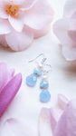 Nereid + Aquamarine + Freshwater Pearl + Chalcedony earrings