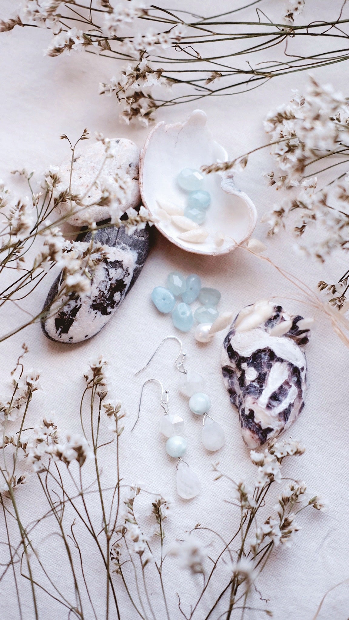 Seafoam + Celadon Moonstone earrings