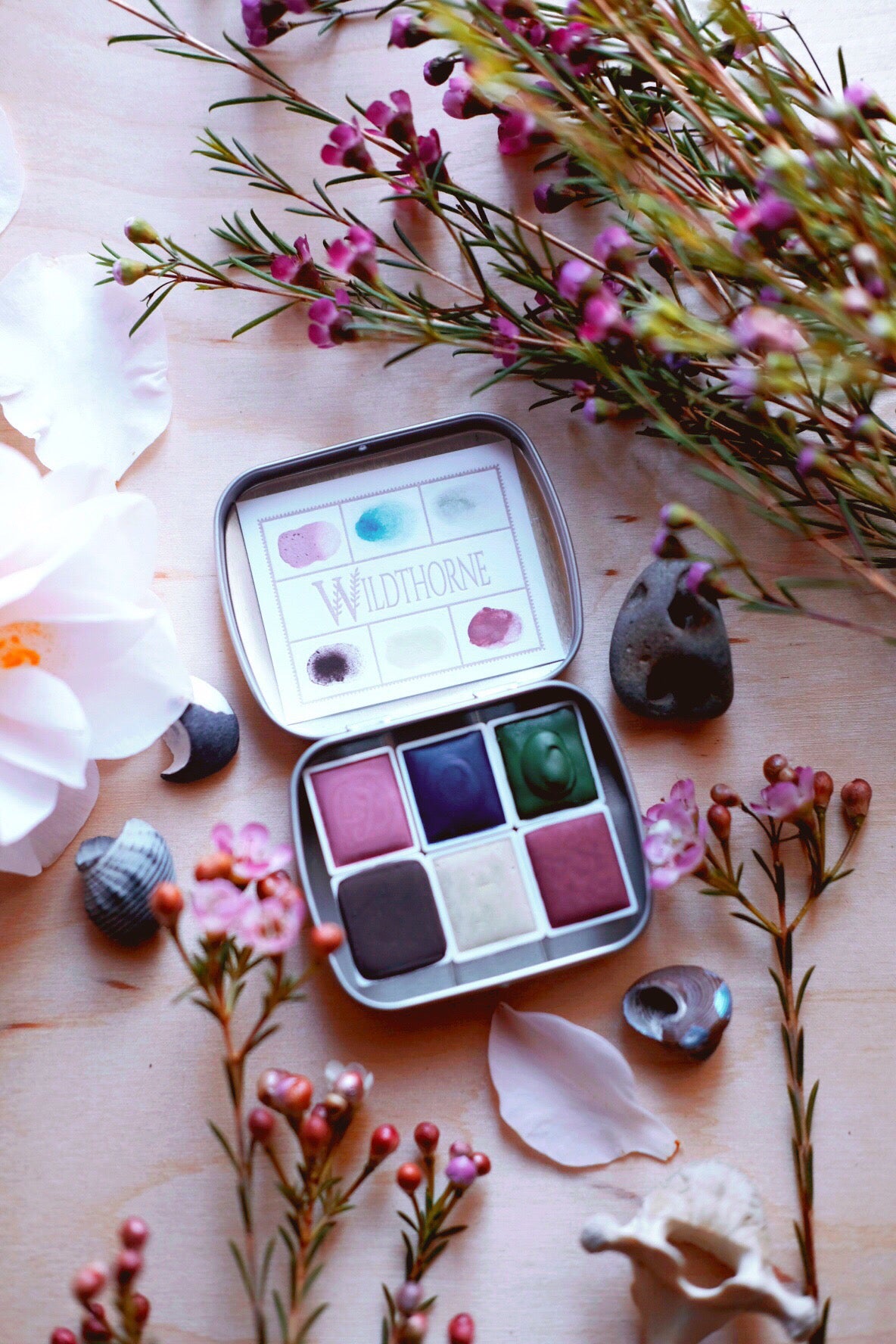 RESERVE for Johanna + Seashell Floret - Limited edition Gemstone Mineral watercolor palette