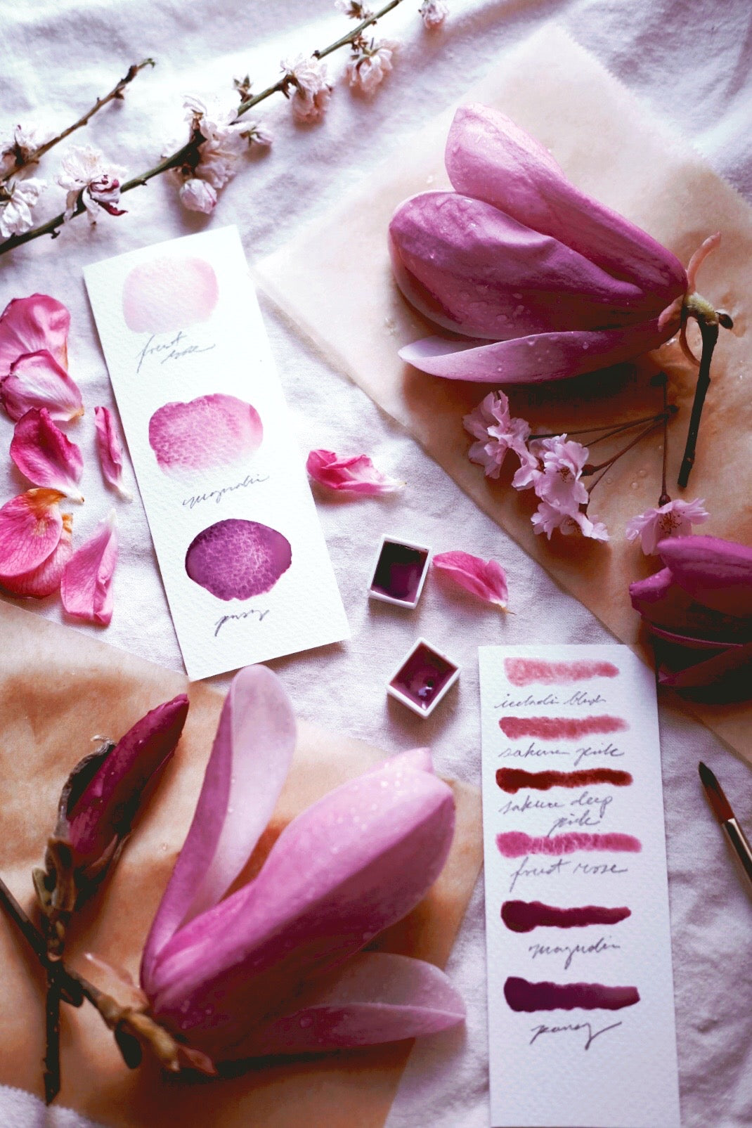RESERVE for Angela  +  Custom Pink Blossom + Limited edition gemstone watercolor palette