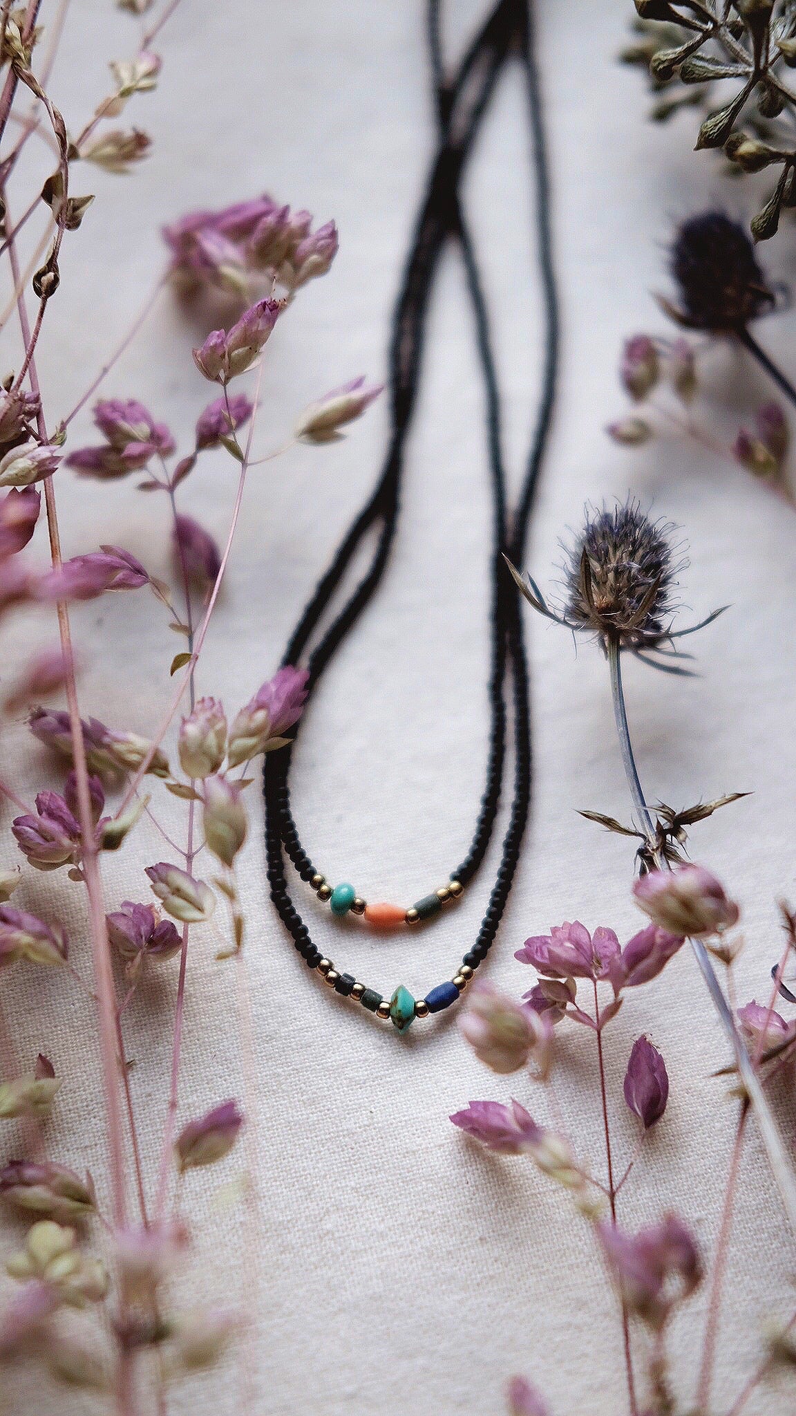 bé tị + Jade + Turquoise + Coral + Lapis Lazuli necklaces