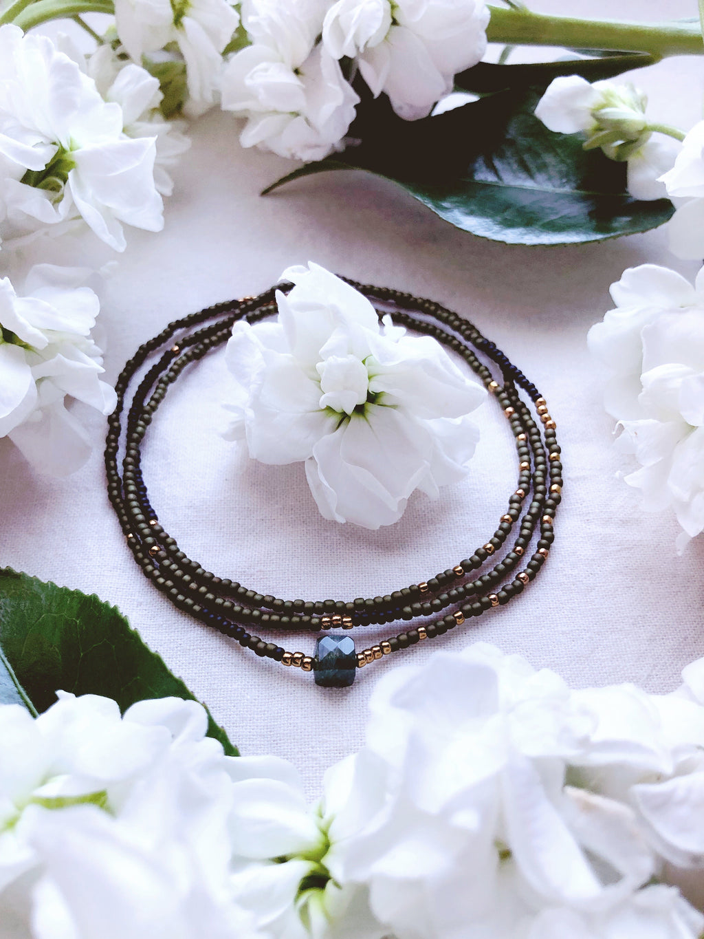 Healing + Moss Agate + mindfulness beaded necklace
