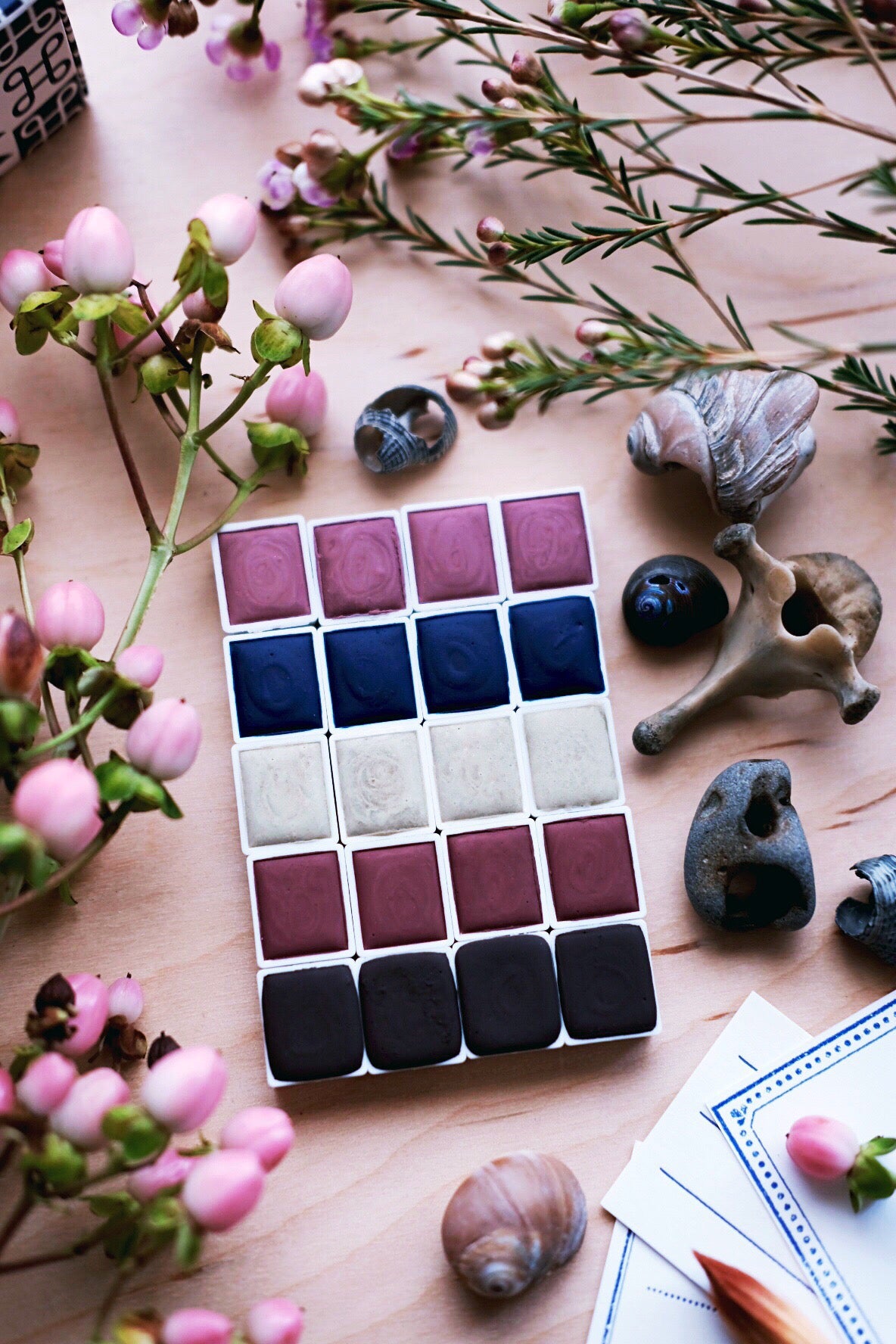 RESERVE for Johanna + Seashell Floret - Limited edition Gemstone Mineral watercolor palette