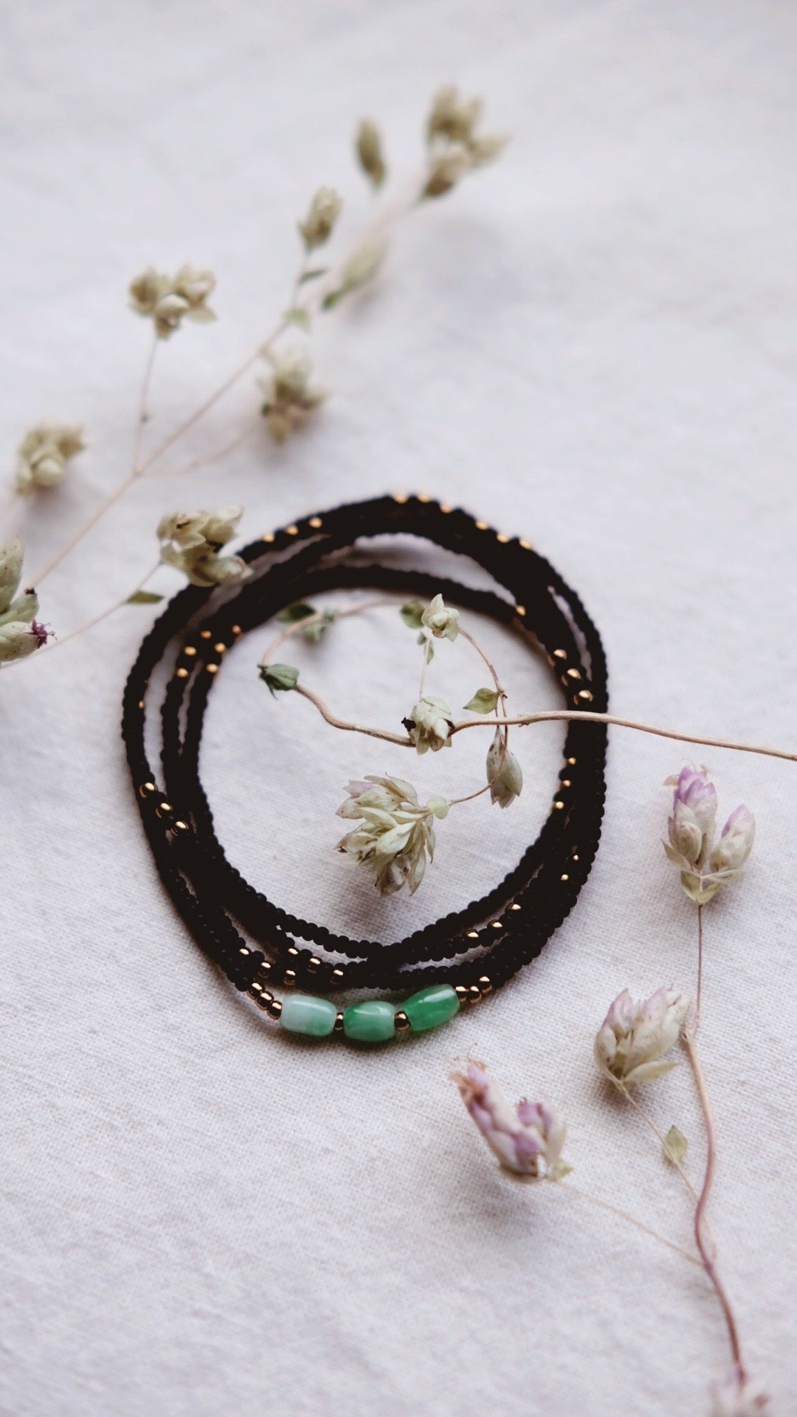 Harmony & Eternity + Jade beaded necklace