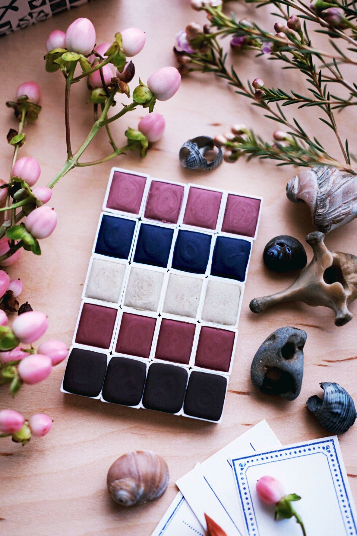 RESERVE for Johanna + Seashell Floret - Limited edition Gemstone Mineral watercolor palette