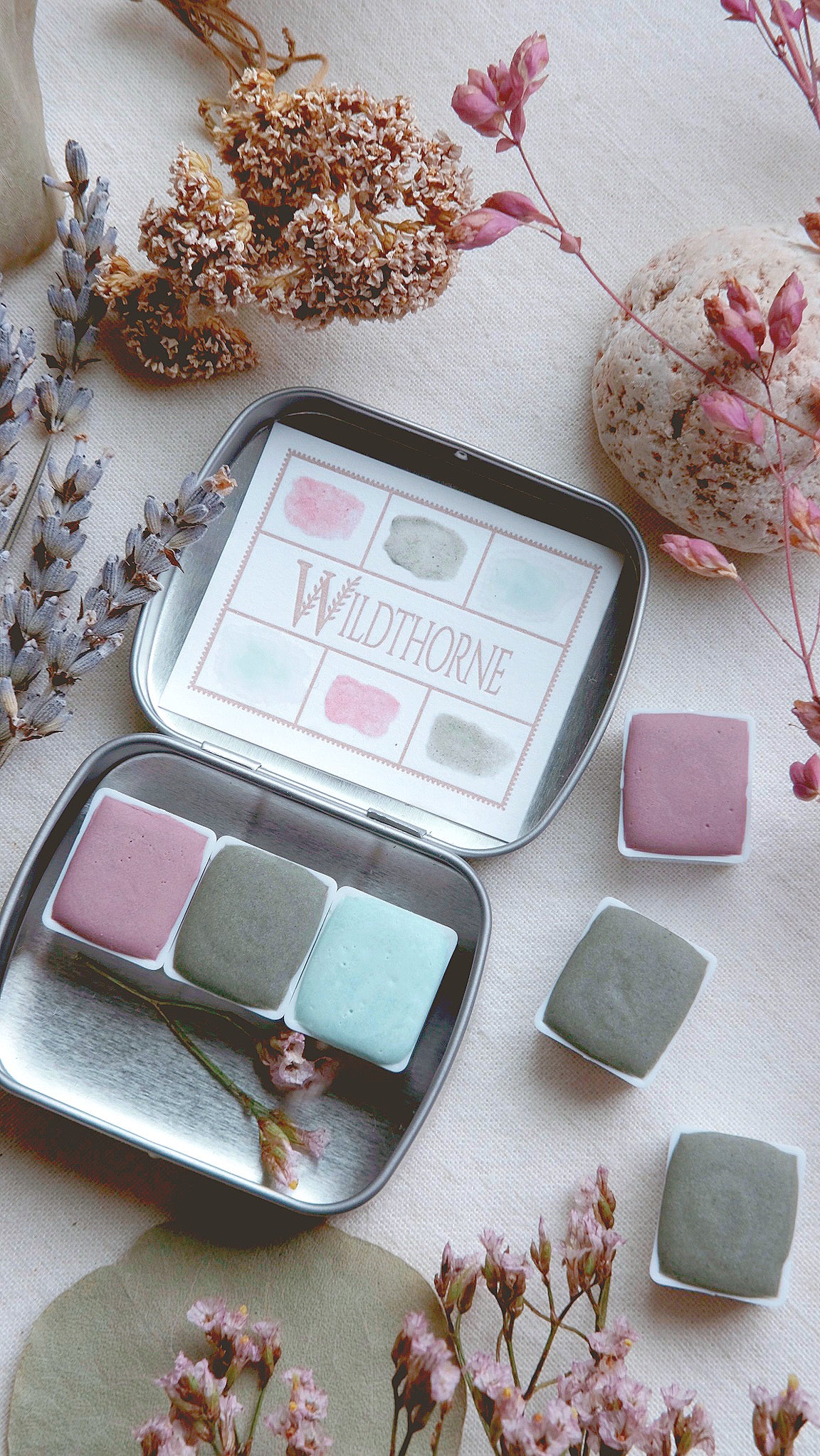 Spring Pastel  + Limited edition Gemstone Mineral watercolor palette