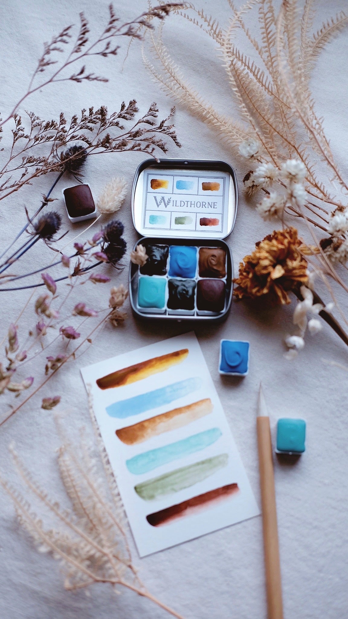 Sky Weaver + Earthy mineral watercolor palette