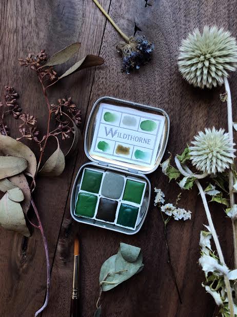 A Gathering of Leaves +  Limited edition Gemstone Mineral watercolor palette
