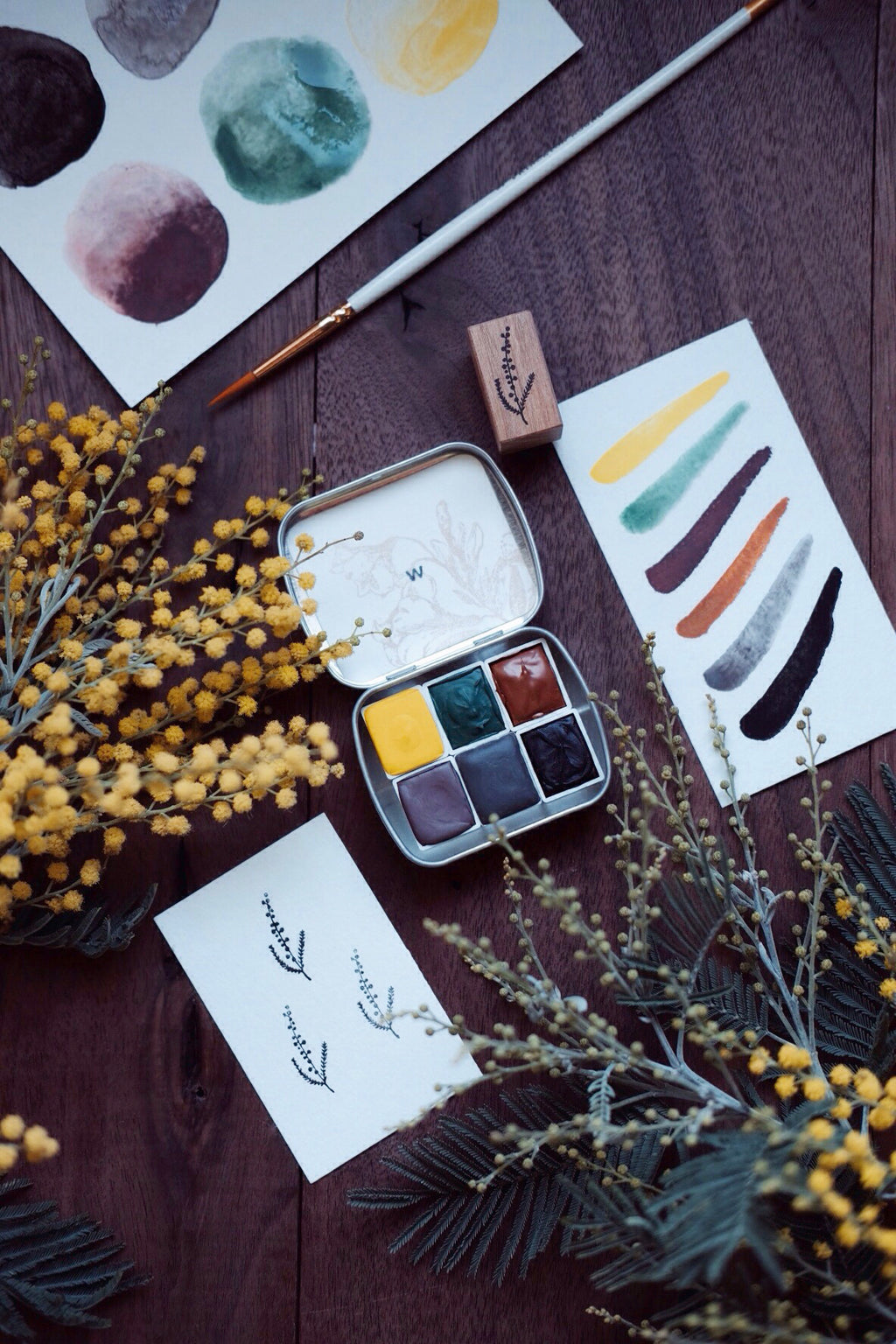 Mimosa Flower - Earth Mineral watercolor palette