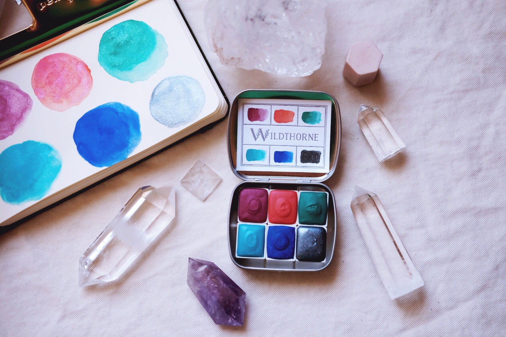 RESERVED for Jan + Moons of Saturn + Limited Edition Mineral shimmer watercolor palette