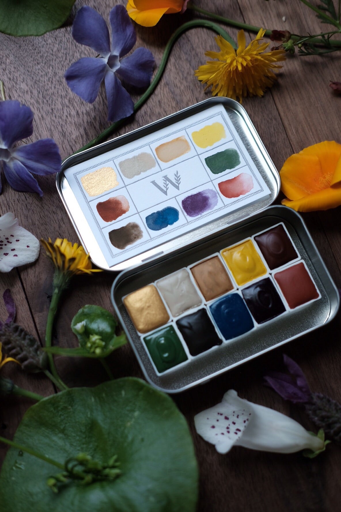 RESERVE for Moudhi + Dandelion + Earth Mineral watercolor palette