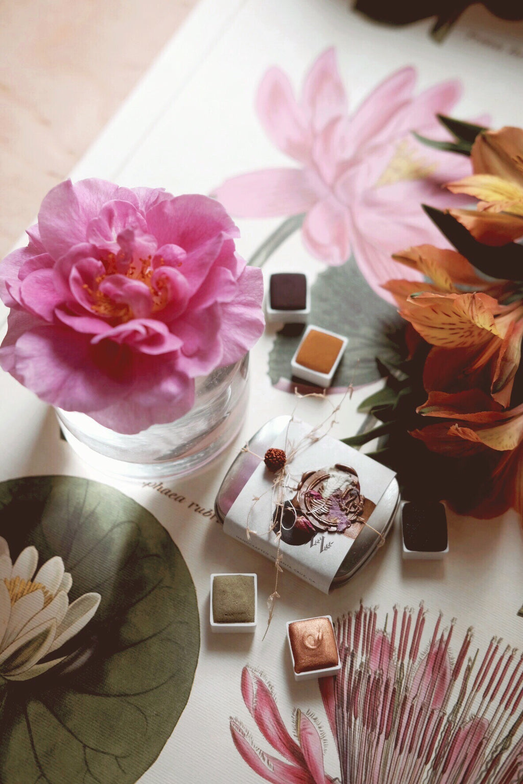 RESERVE for Michele + Nymphaea + Waterlily - Limited edition Gemstone Mineral watercolor palette