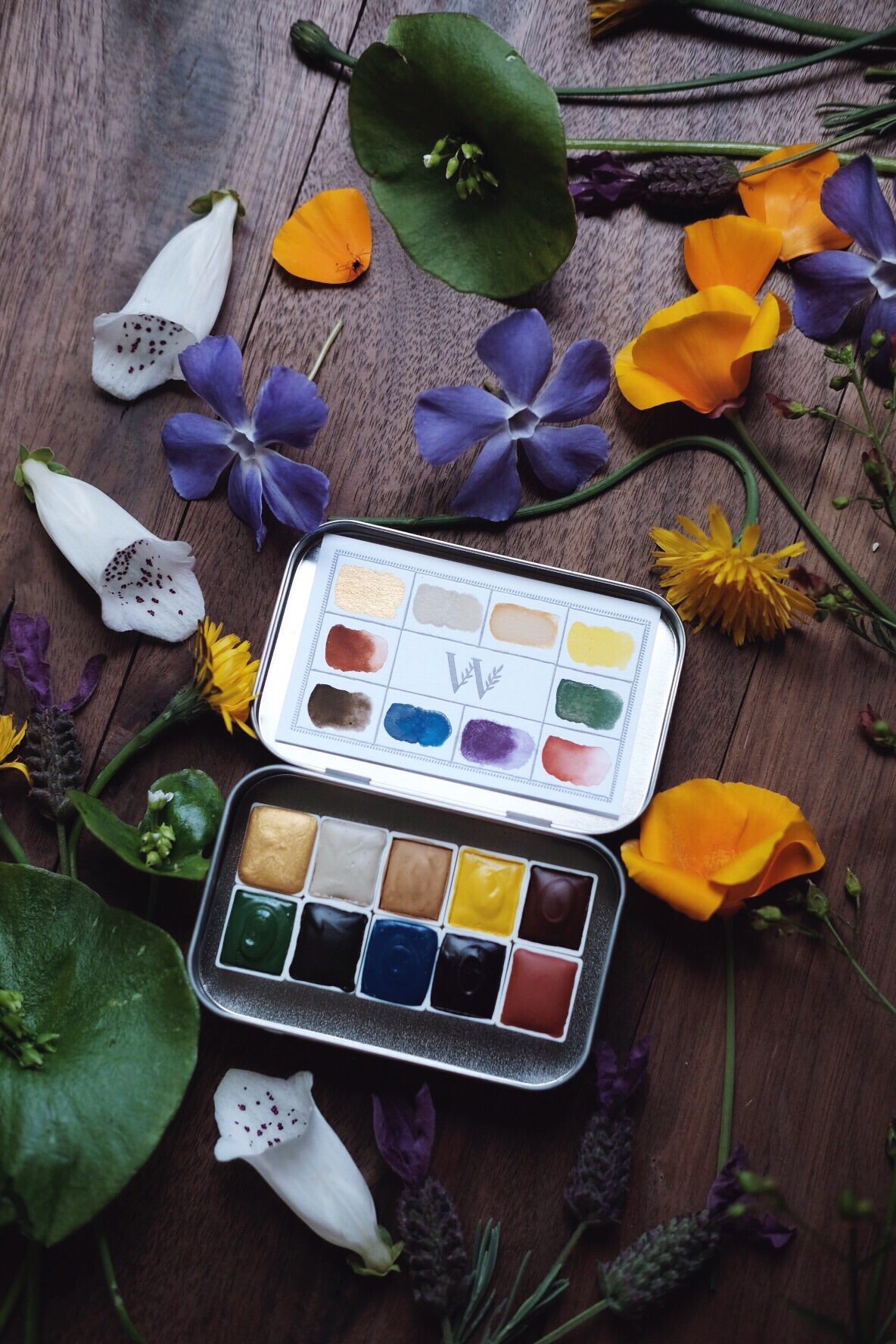 RESERVE for Moudhi + Dandelion + Earth Mineral watercolor palette