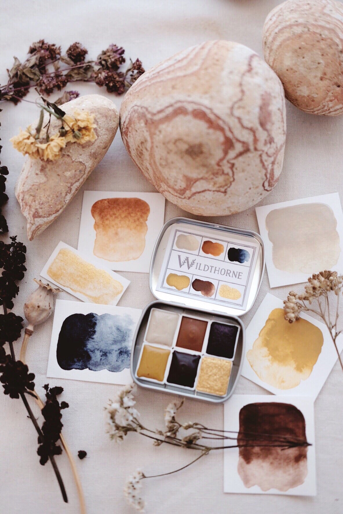 RESERVE for Mary + Painted Rock +  Natural Mineral watercolor palette