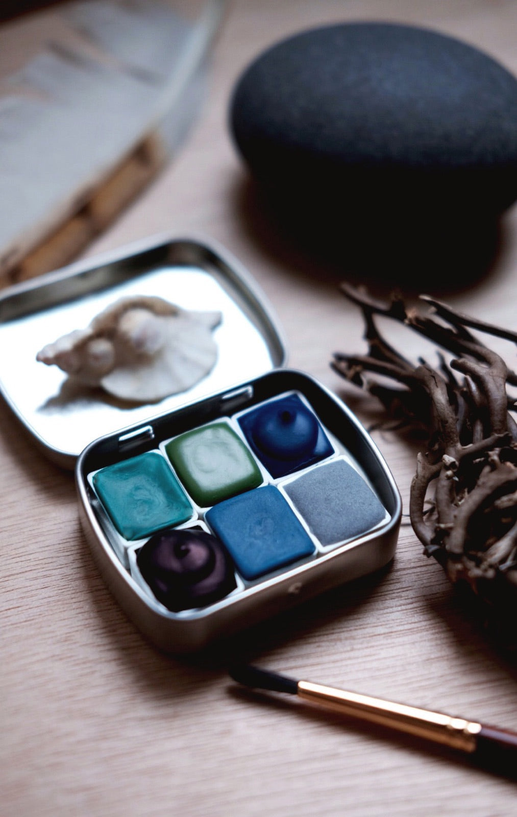 RESERVE for Ana + Custom full pan Ocean sediment + Mineral watercolor palette