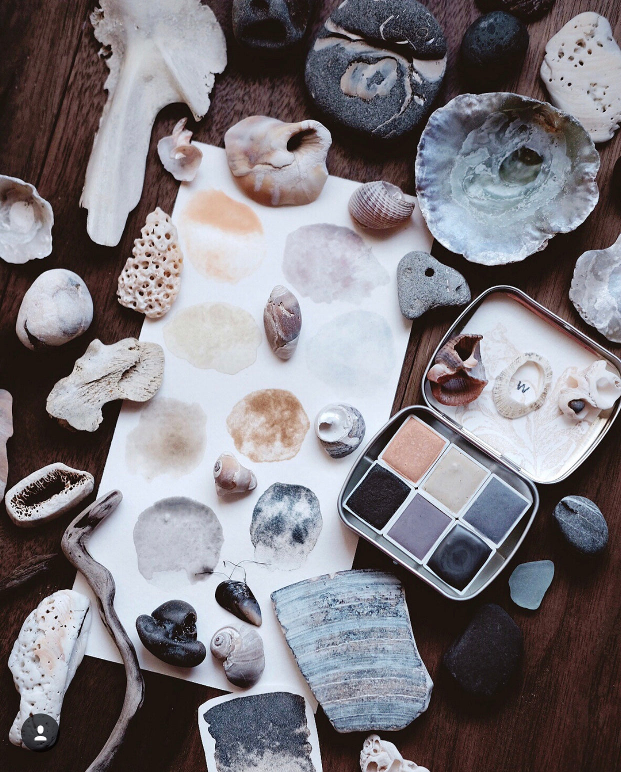 RESERVE for Kate + Seashell Beachcombing + Moons of Saturn - Limited edition Gemstone Mineral watercolor palette